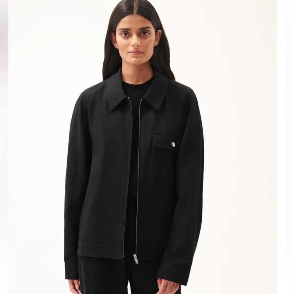 NWT Pangaia DNA Cotton Linen Harrington Jacket Lightweight Black Unisex Size L